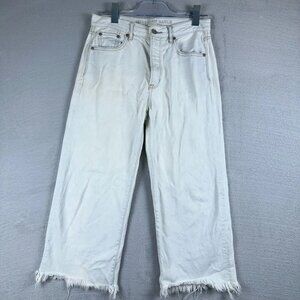 American Eagle Outfitters Wide Leg Jeans Crop Button Fly Women's